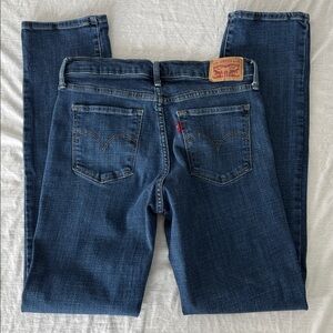 Levi’s 314 Shaping Straight Women’s Denim Jeans Size 28 Mid Rise. Dark Blue
